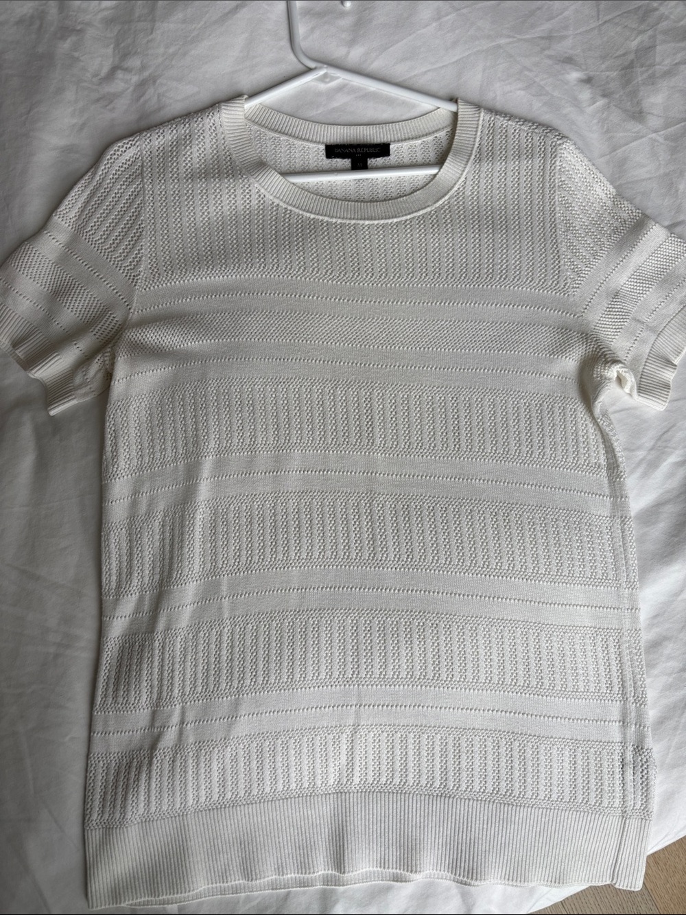 Banana Republic White Short-Sleeve Knit Top